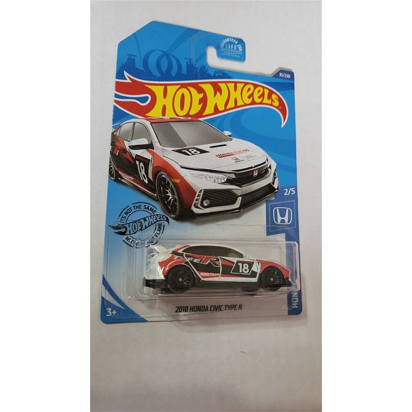 Hot Wheels White 2018 Honda Civic Type R, 81/250 | Honda Series 2/5