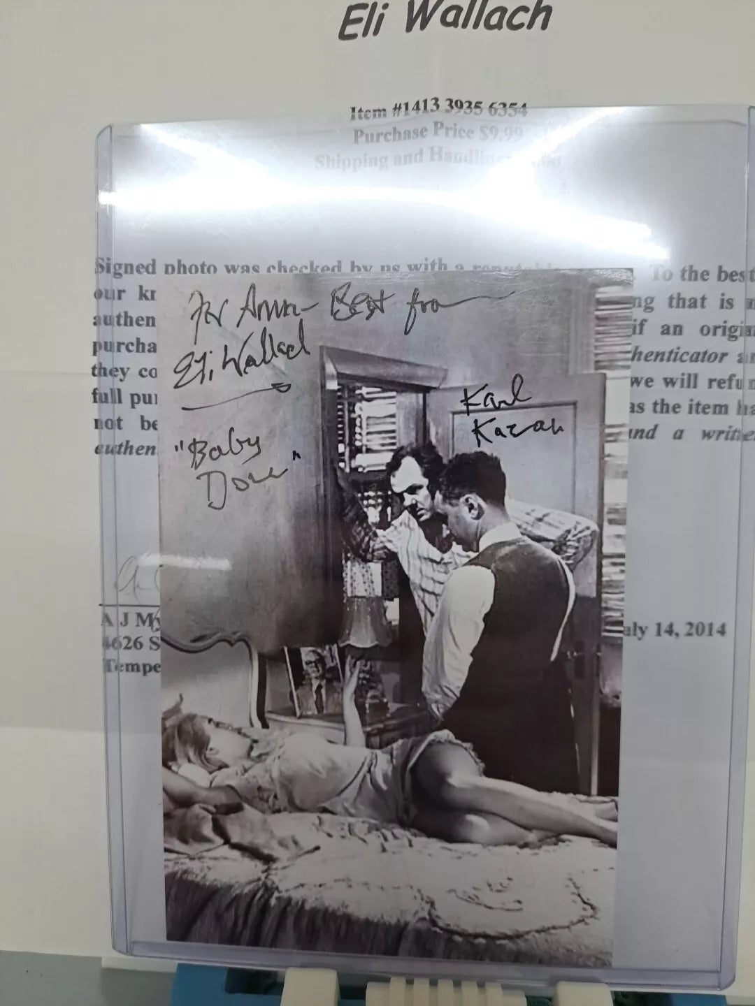 Eli Wallach Autograph With COA