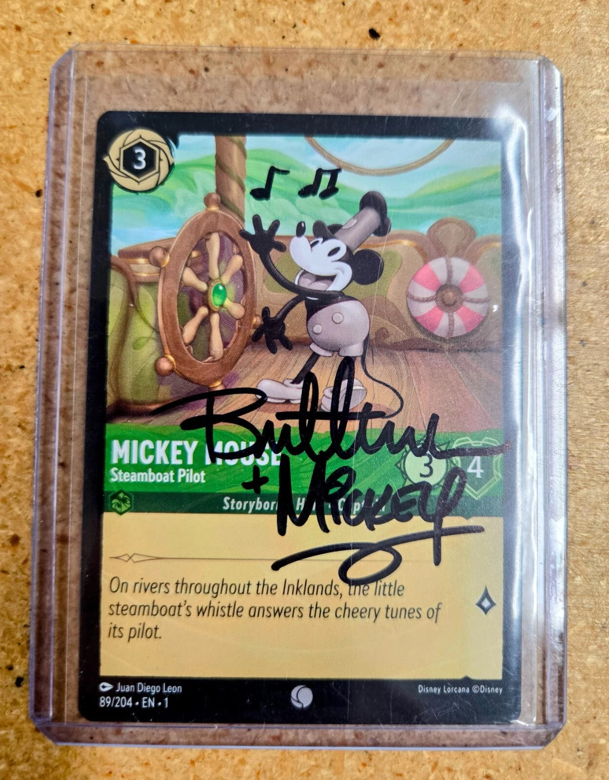 Lorcana Mickey Mouse Steamboat Pilot - singned by Bruce Irwin