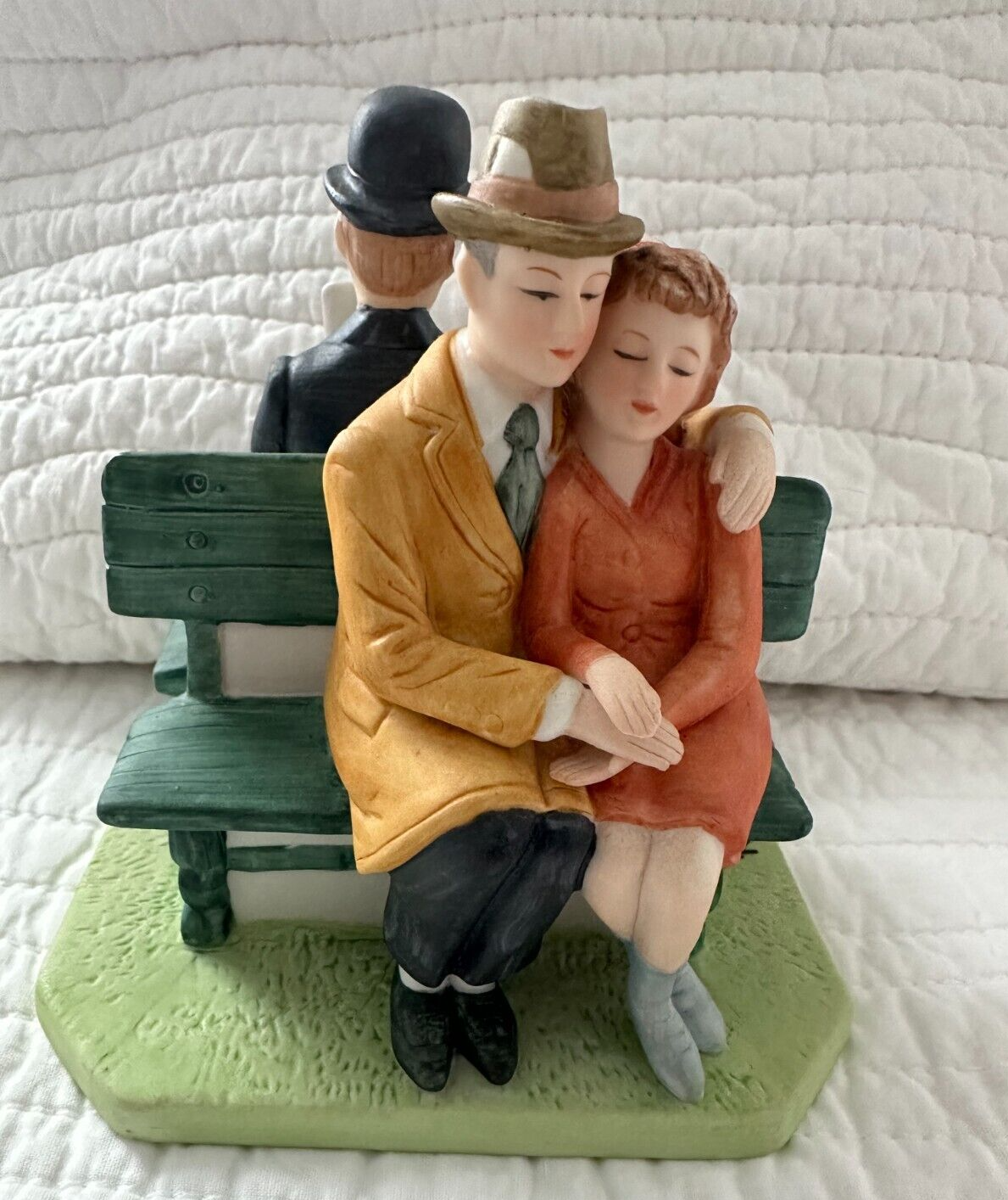 Vintage Norman Rockwell "Park Bench" Danbury Mint Porcelain Figurines Japan.