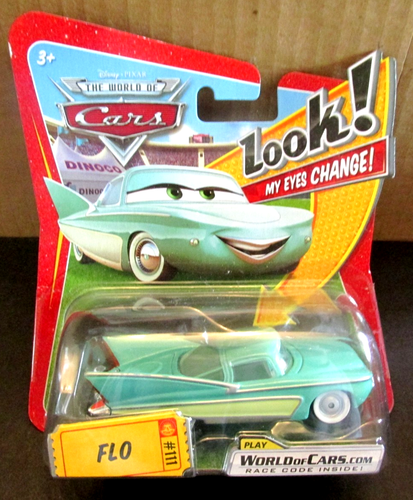 Disney Pixar World of Cars Flo Vehicle Green Look! My Eyes Change!