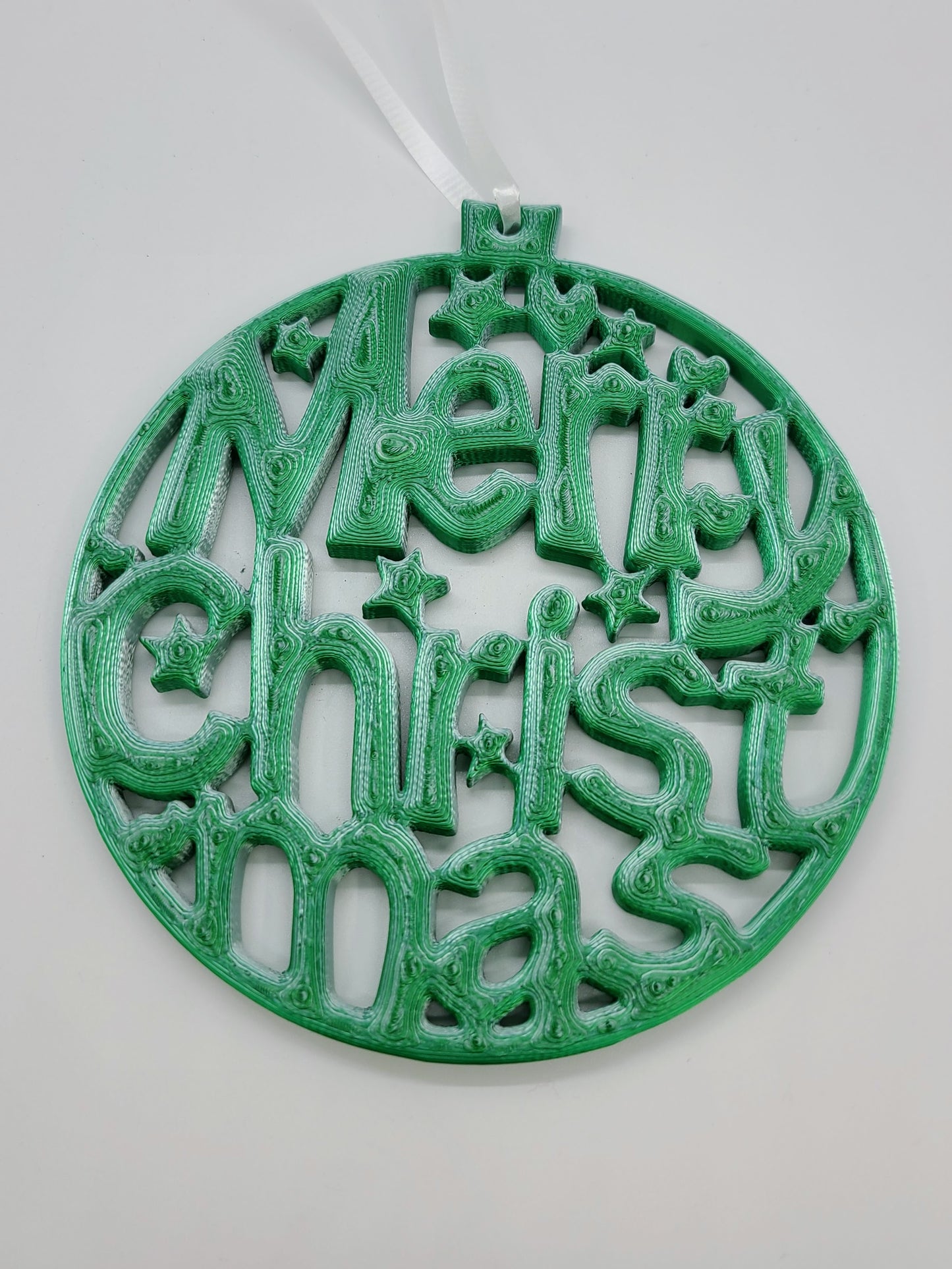 Merry Christmas ornament - Green/white.