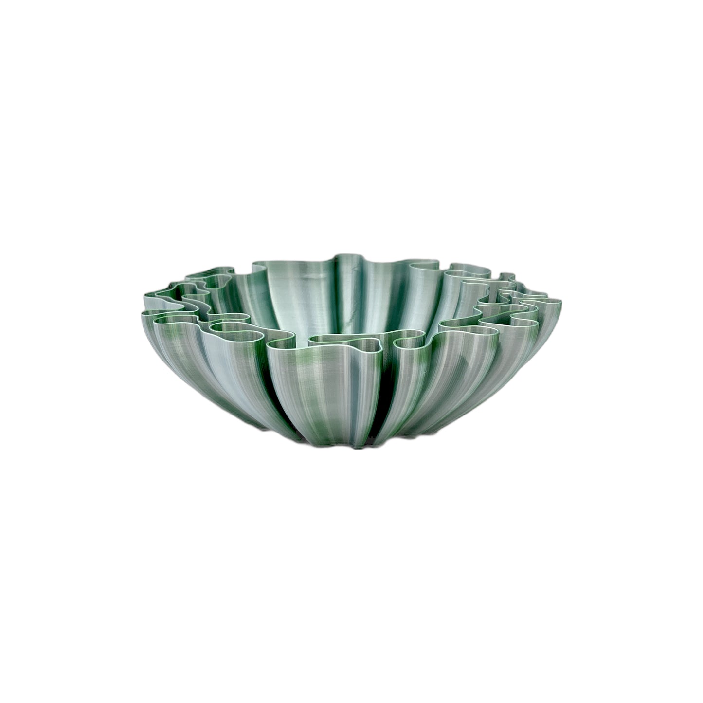 3D Printed Wavy Bowl Green/White