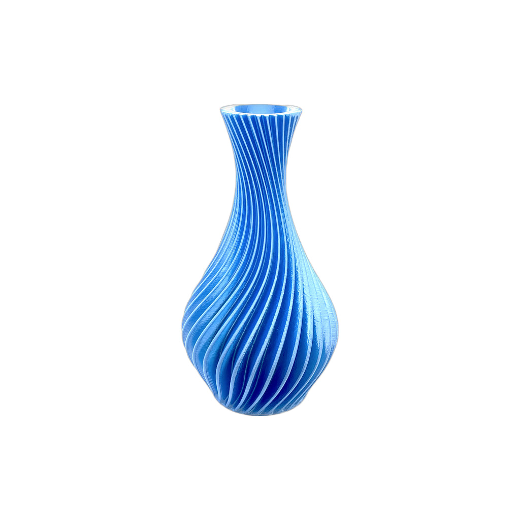 3D Printed 11” Spiral Vase Silky Blue (L)
