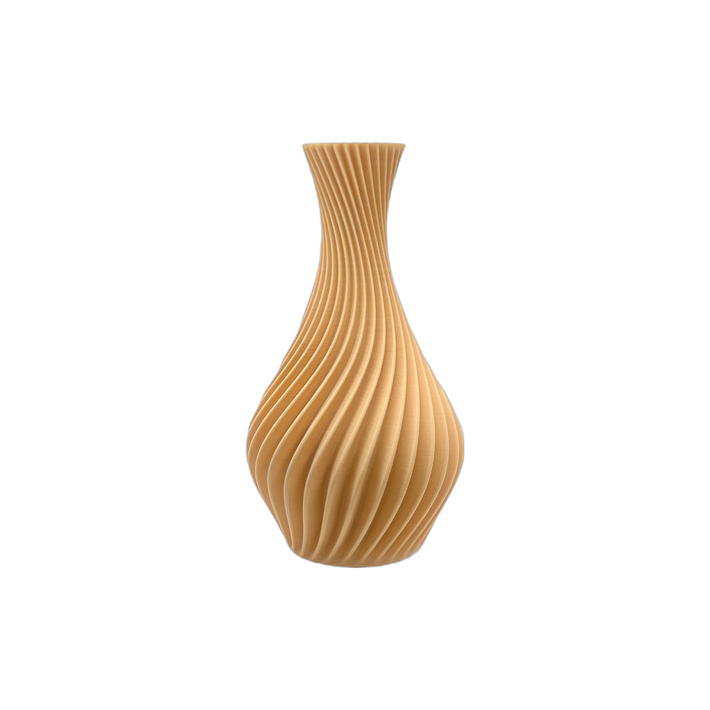 3D Printed 11” Spiral Vase Tan (L)