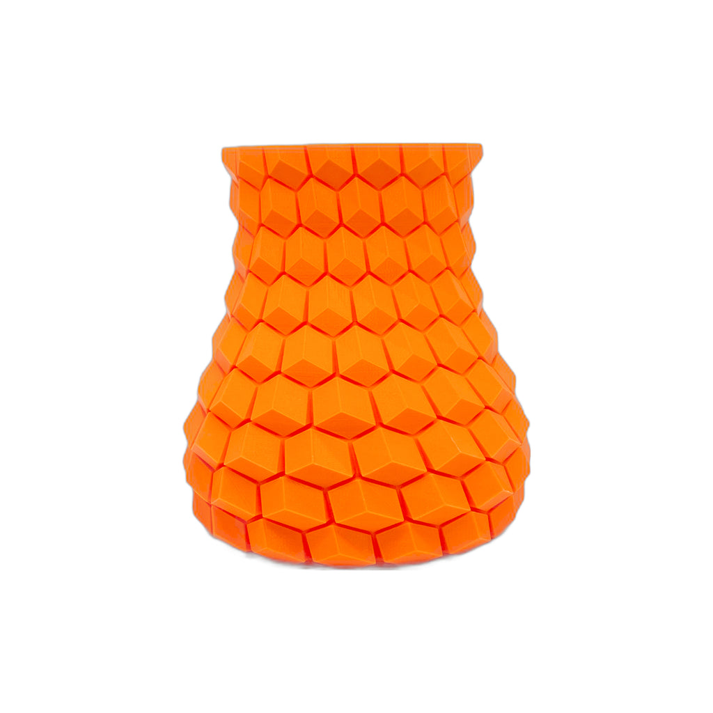 3D Printed 6” Honeycomb Vase Orange (L)