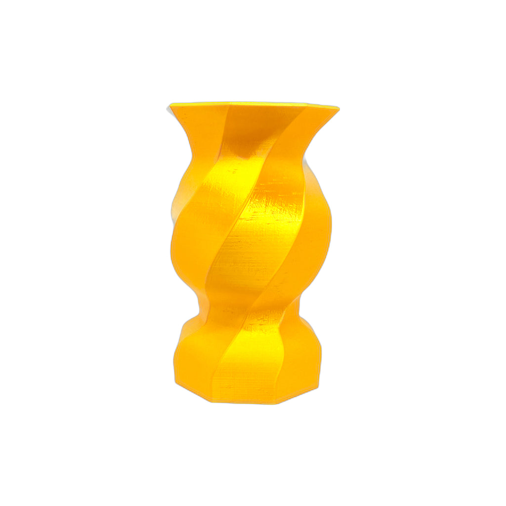 3D Printed 7” Hex-twist Vase Silky Golden Yellow (L)