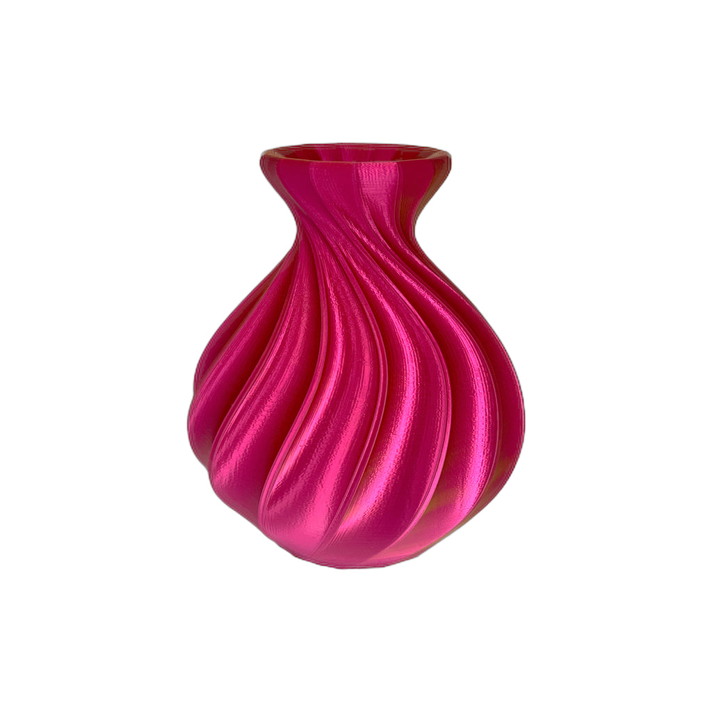 3D Printed Balloon Vase Raspberry/ Gold 7" (L)