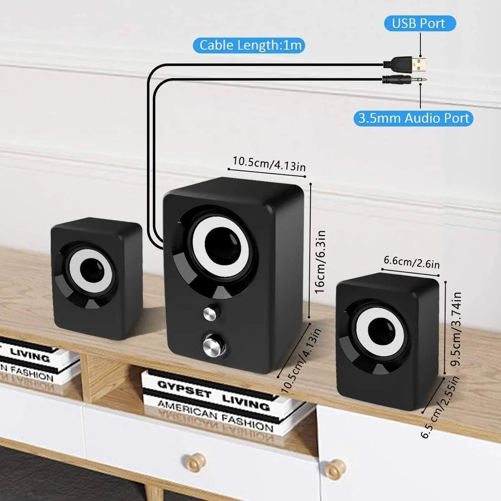 Wired Computer Speakers with Subwoofer 2.1 for Desktop, Laptop, USB Powered and 3.5Mm-Aux