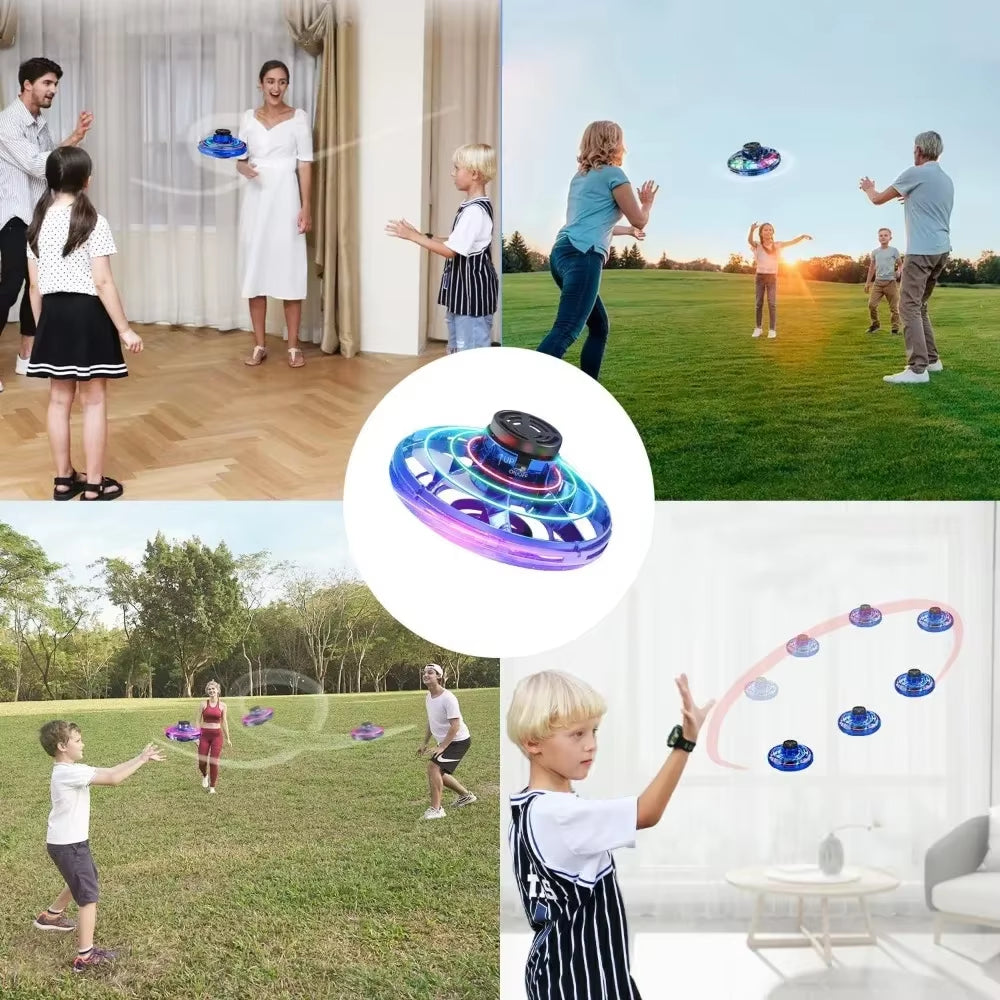 Flying Spinner UFO Mini Drone,Flying Spinner Hand Operated Drones Indoor Outdoor Cool Stuff Mini Drones Toys Birthday Gifts
