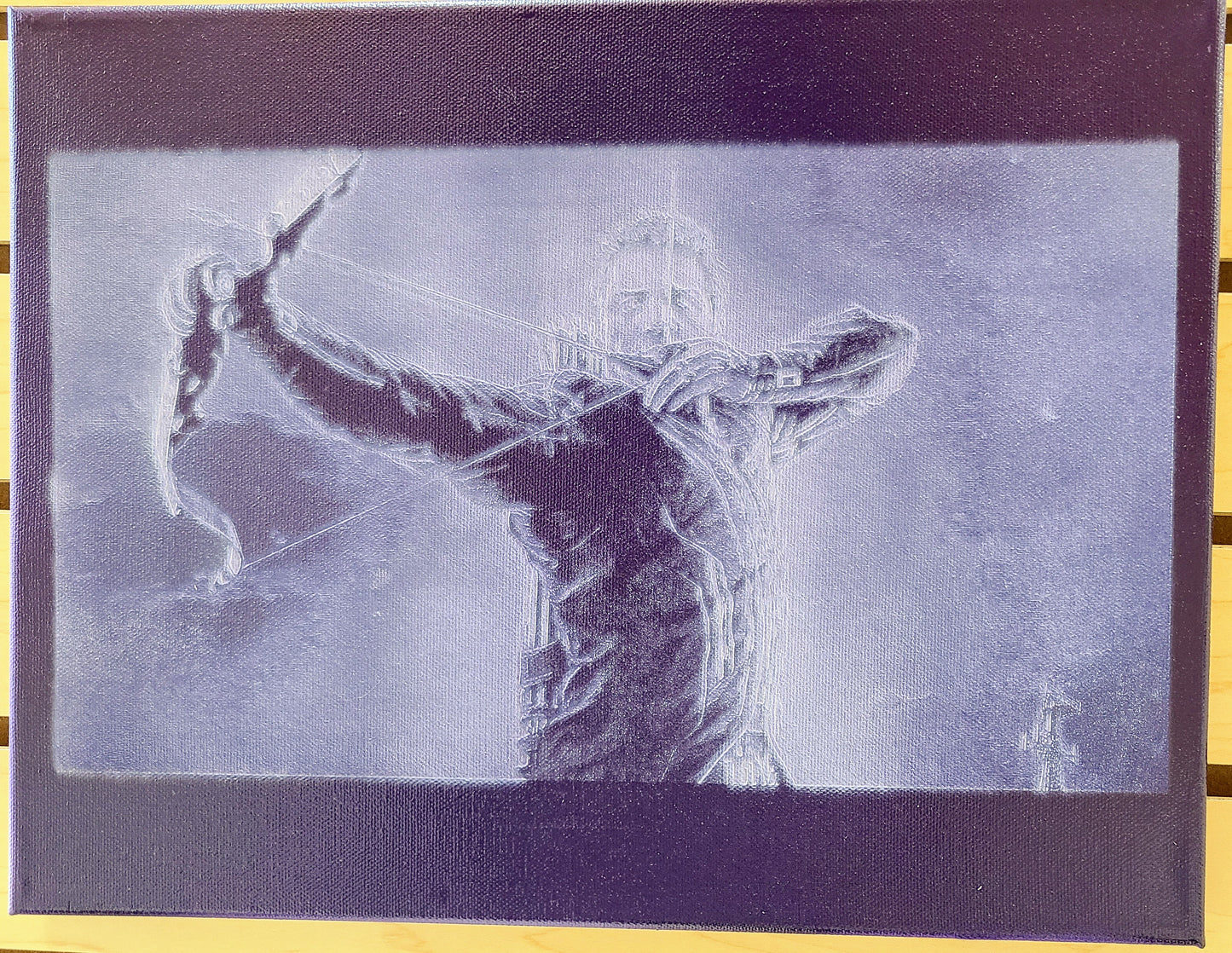Laser Engraved Hawkeye Canvas.