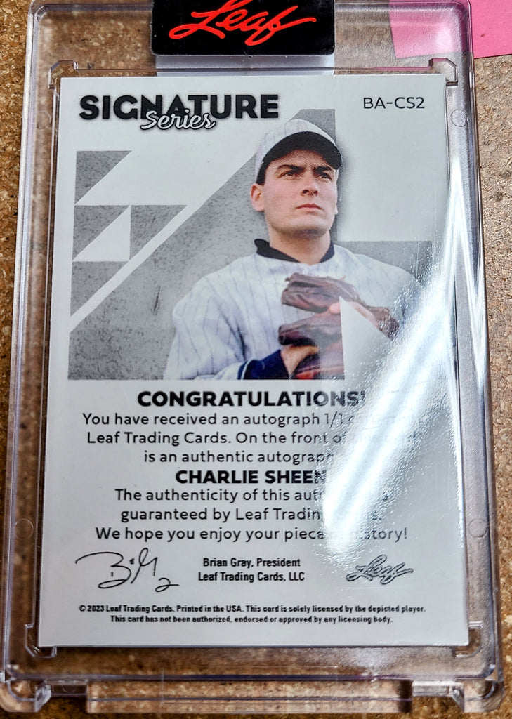 Leaf Series Signed Charlie Sheen Card.