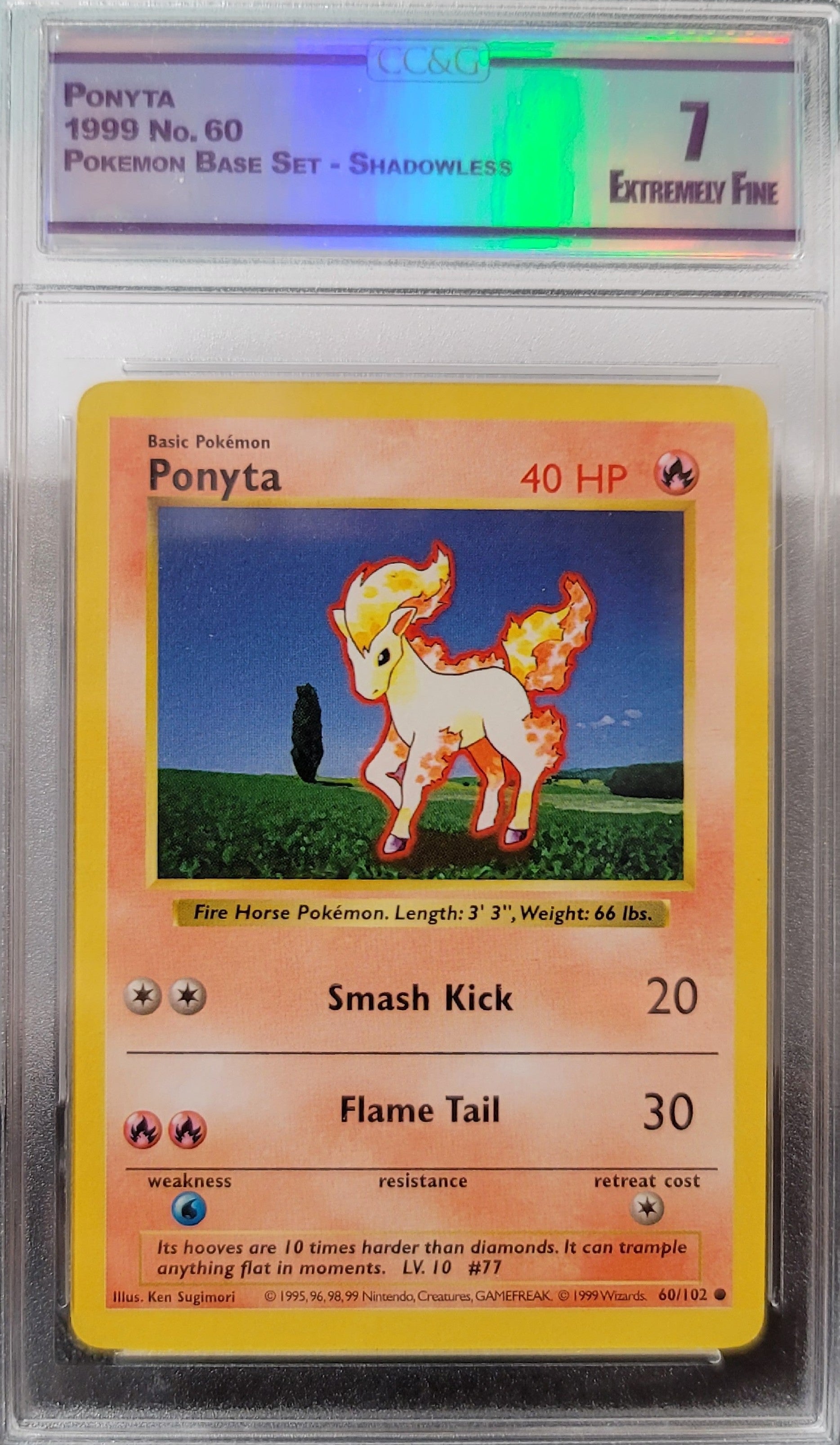 90s Nostalgia: Ponyta 1999 No. 60 Pokemon Base Set.