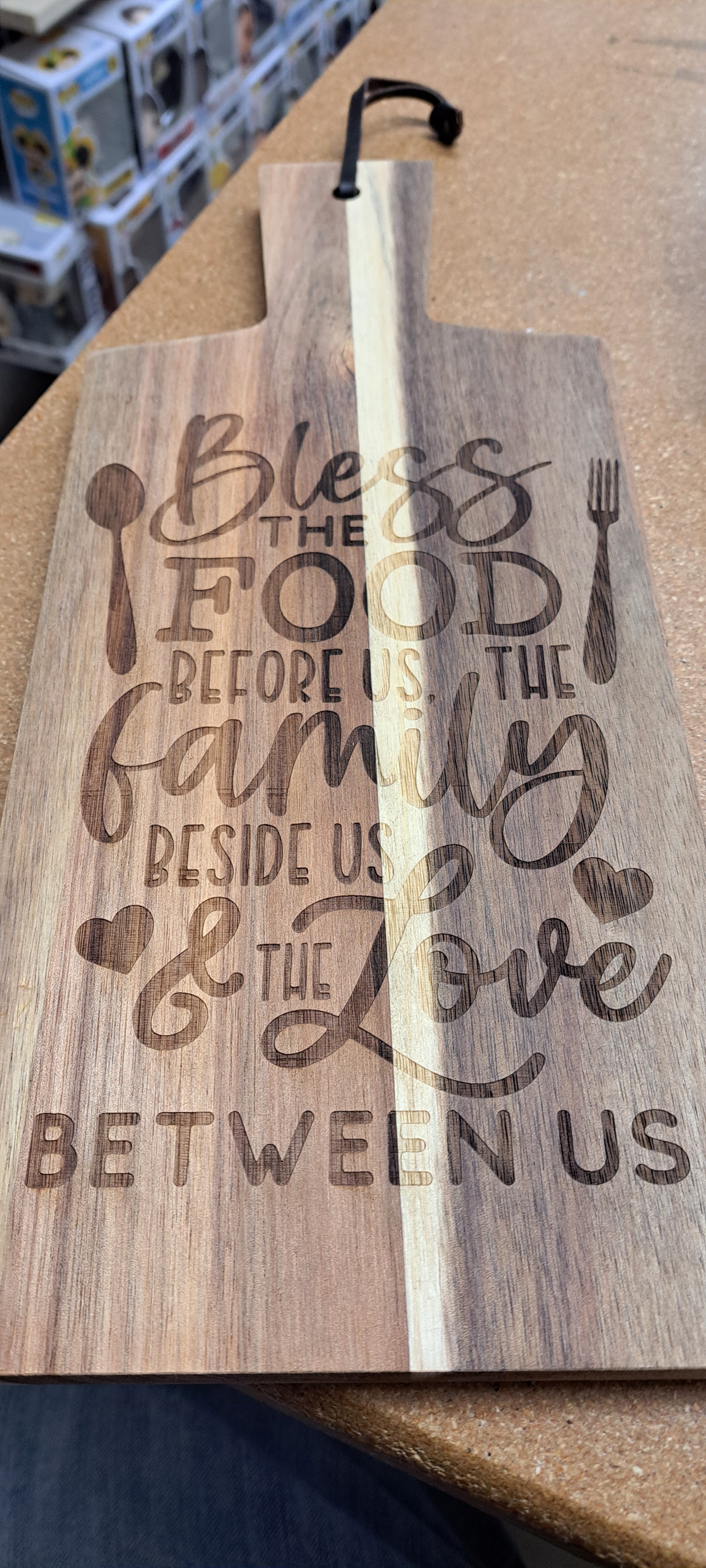 Bless this Family Paddle Style Cutting Board