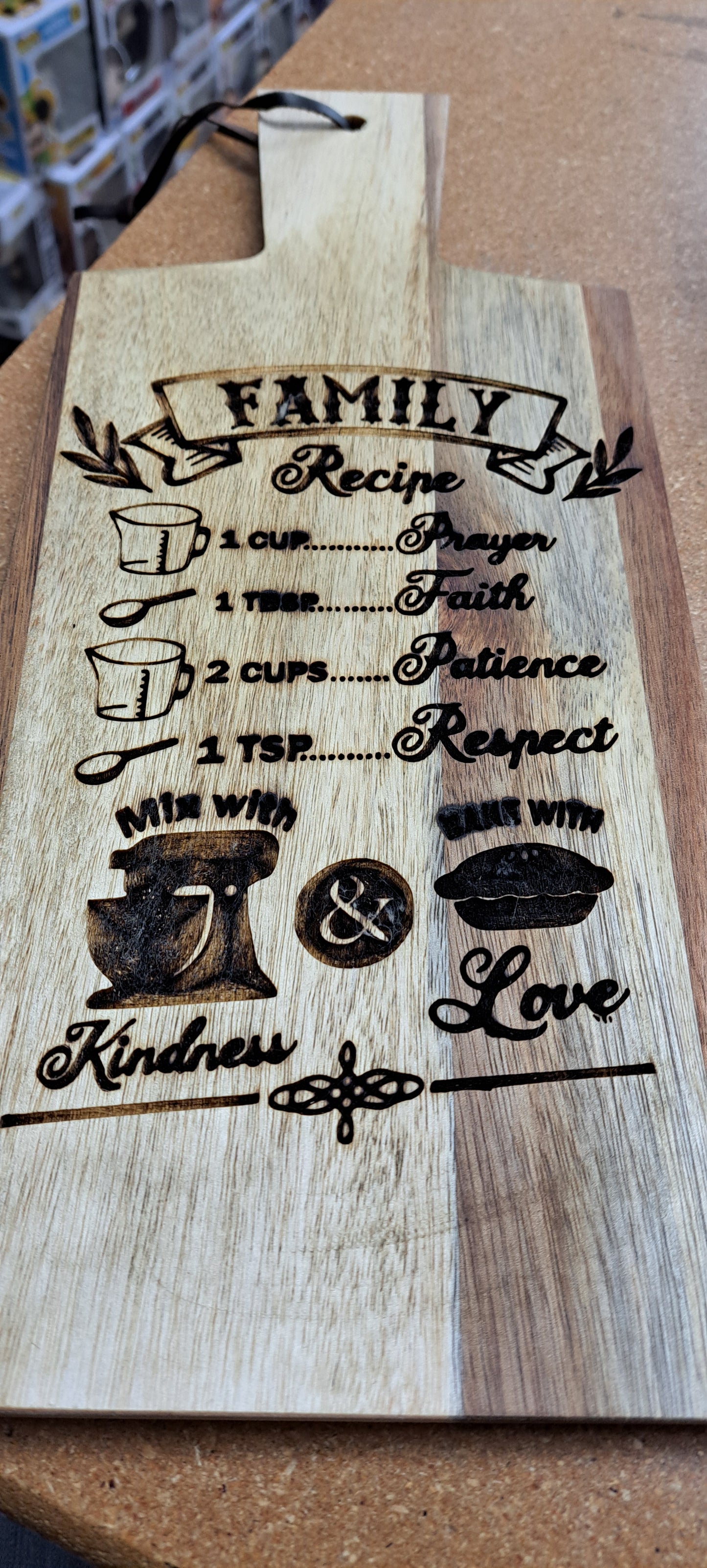 Family Recipe Paddle Style Cutting Board