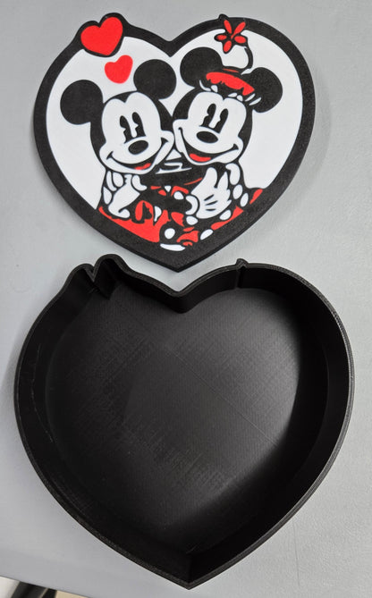 3D Printed Mickey and Minnie Heart-Shaped Box