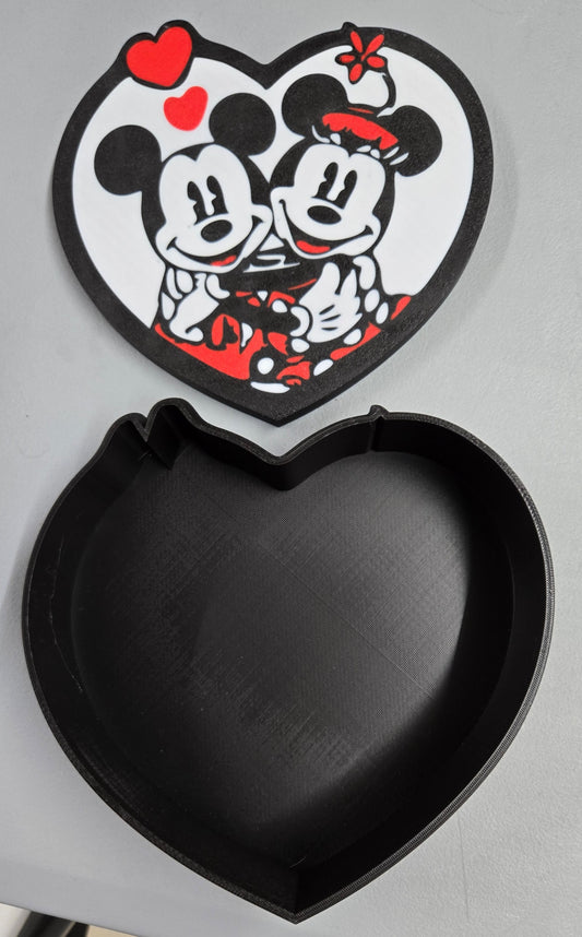 3D Printed Mickey and Minnie Heart-Shaped Box