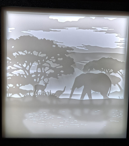 3D Printed African Plains Shadow Lightbox