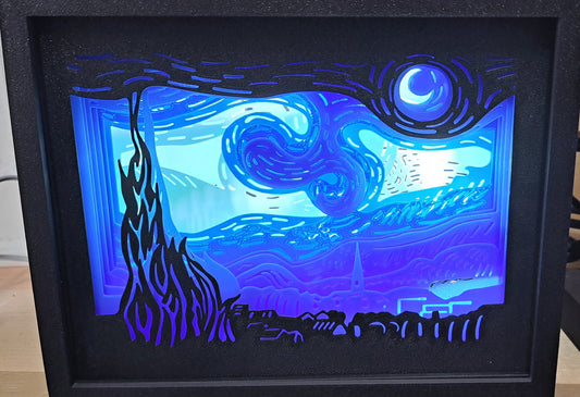 3D Printed Starry Night Shadow Light Box