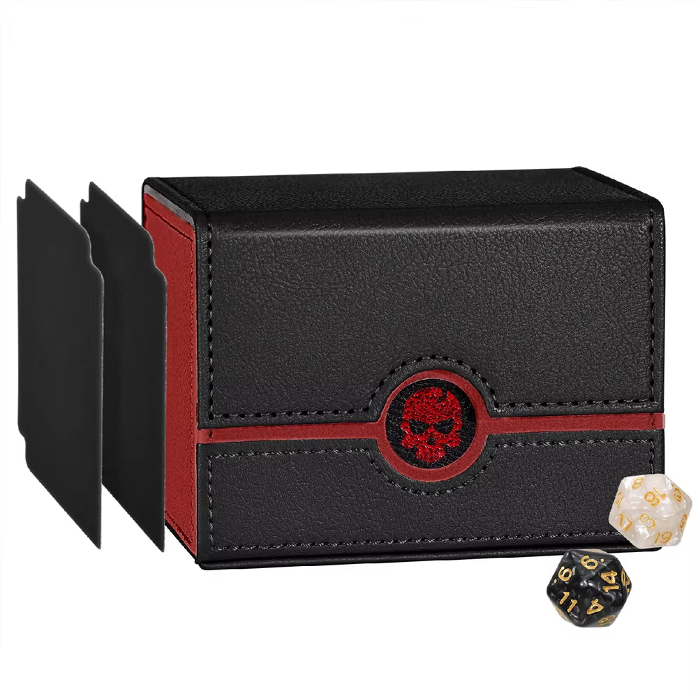 BP MTG Card Deck Box for Trading Cards,Sideload Commander Deck Box Fits 120+ Sleeved Cards,Pu Leather Card Storage Box for Magic