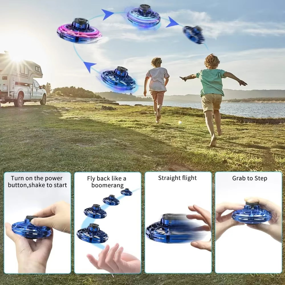 Flying Spinner UFO Mini Drone,Flying Spinner Hand Operated Drones Indoor Outdoor Cool Stuff Mini Drones Toys Birthday Gifts
