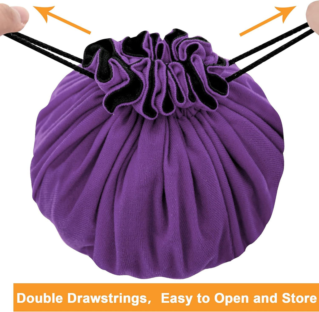 Large Dice Bag with Pockets Big Capacity Dice Bag Drawstring Dice Pouch DND Dice Storage Bag for RPG MTG Table Games, Hold over 300 Dice, Dark Violet