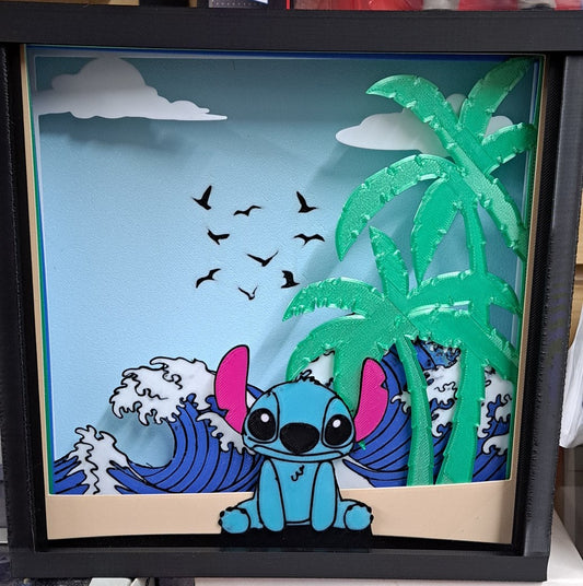 Stich Non-Lit 3D Printed Shadow Box
