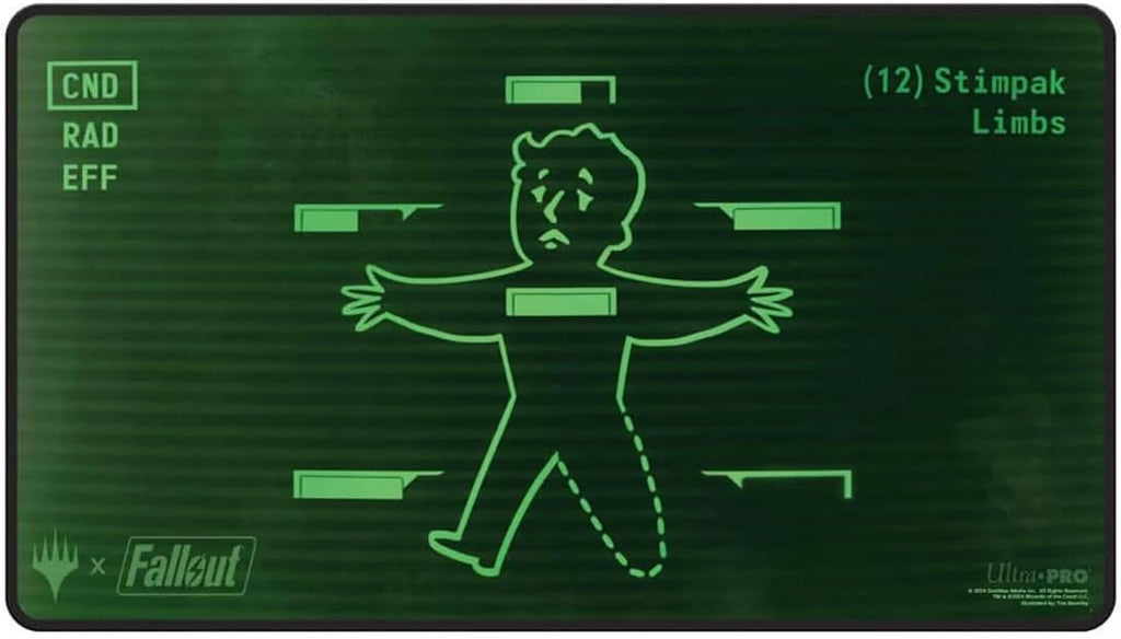 Ultra PRO- Fallout Black Stitched Playmat - Inventory Management - for Magic: the Gathering, Limited Edition Collectible Trading Tabletop Gaming Essentials Accessory Supplies