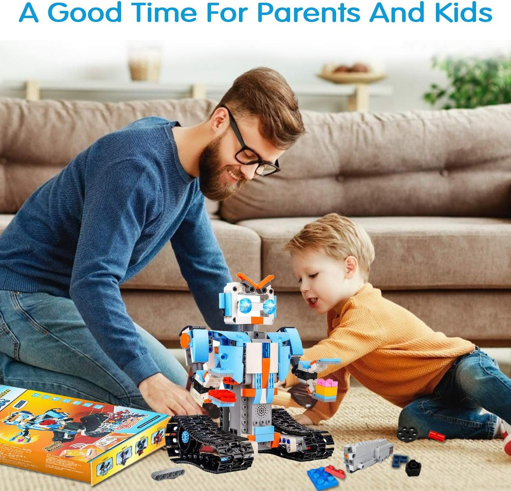STEM Building Blocks Robot, Remote and APP Controlled Robot Creative Toys Educational Building Kits Intelligent Rechargeable Construction Building Robot Learning Toy Gift for Boys Girls