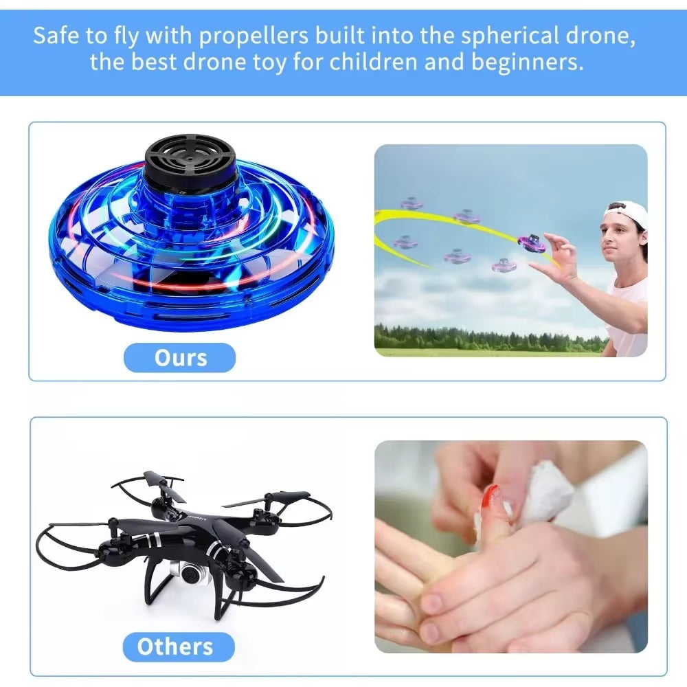 Flying Spinner UFO Mini Drone,Flying Spinner Hand Operated Drones Indoor Outdoor Cool Stuff Mini Drones Toys Birthday Gifts