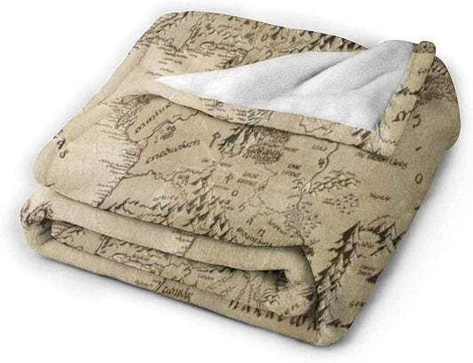 Blanket Middle Earth Map Throw Blanket Warm Blanket Soft Fleece Bed Blanket for Sofa Couch Travel 40x50 in