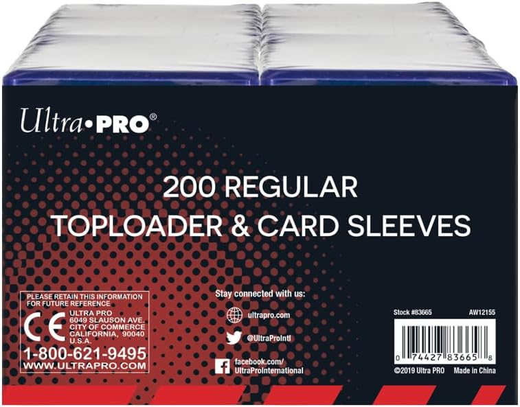 3" X 4" Clear Regular Toploaders for Cards with Card Sleeves Bundle Standard Size 200Ct Trading Baseball Toploader Card Sleeve Protectors