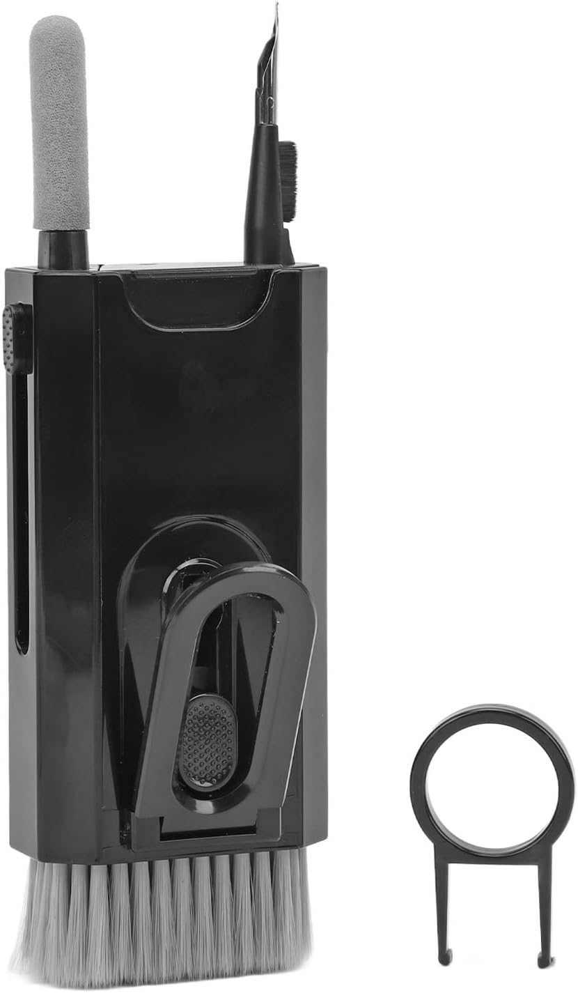 8 in 1 Phone Keyboard Cleaning Brush, Multifunctional Detachable Cleaning Brush for Computer Keyboard Headset Laptop Camera Lens (Black)