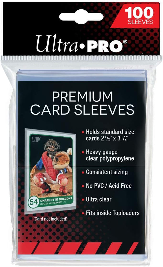 Ultra Pro - Premium Clear 100ct. Card Sleeves to Protect Sports Cards, Baseball / Football Cards, and Collectible Cards, Standard Size.