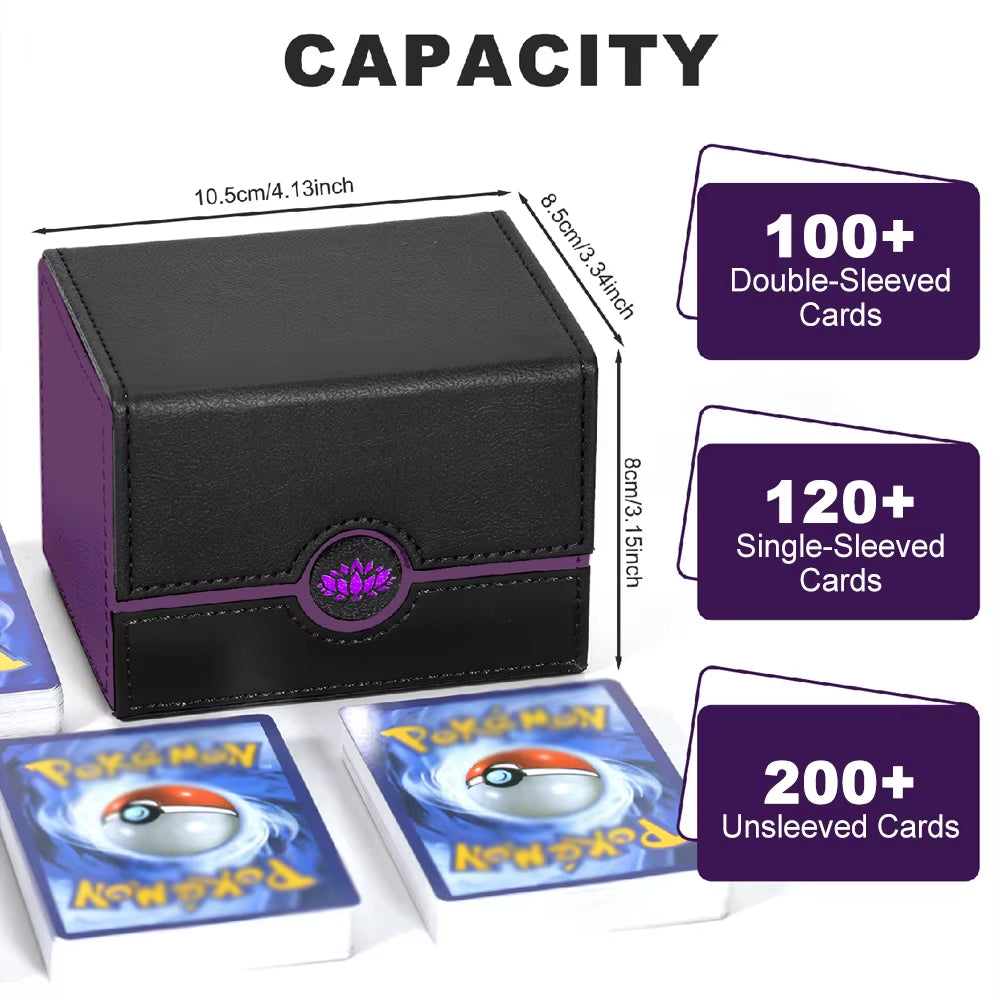 BP MTG Card Deck Box for Trading Cards,Sideload Commander Deck Box Fits 120+ Sleeved Cards,Pu Leather Card Storage Box for Magic