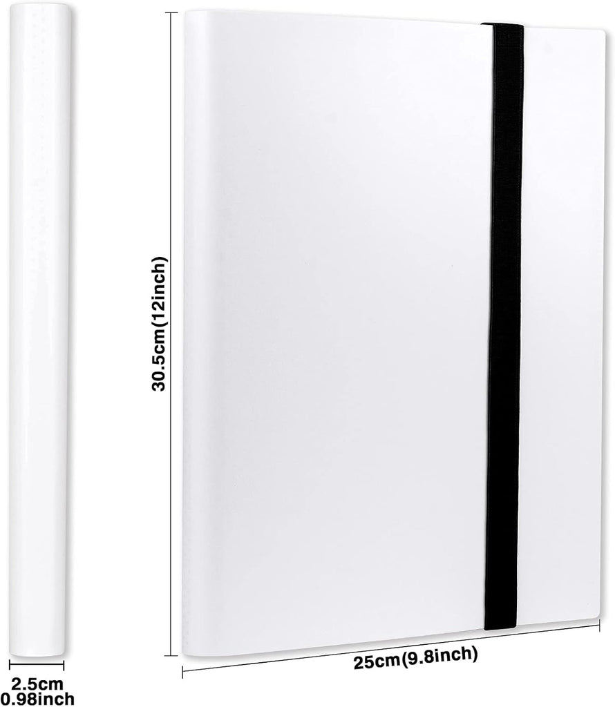 Card Binder, 9 Pockets Trading Card Album Folder, 360 Side Loading Pocket Binder for Sports&Game Cards, MTG and Other TCG, White