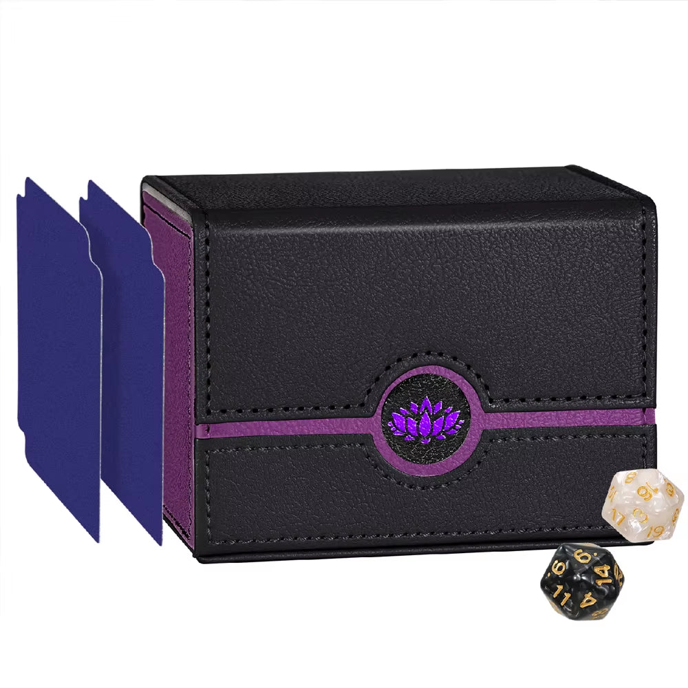 BP MTG Card Deck Box for Trading Cards,Sideload Commander Deck Box Fits 120+ Sleeved Cards,Pu Leather Card Storage Box for Magic