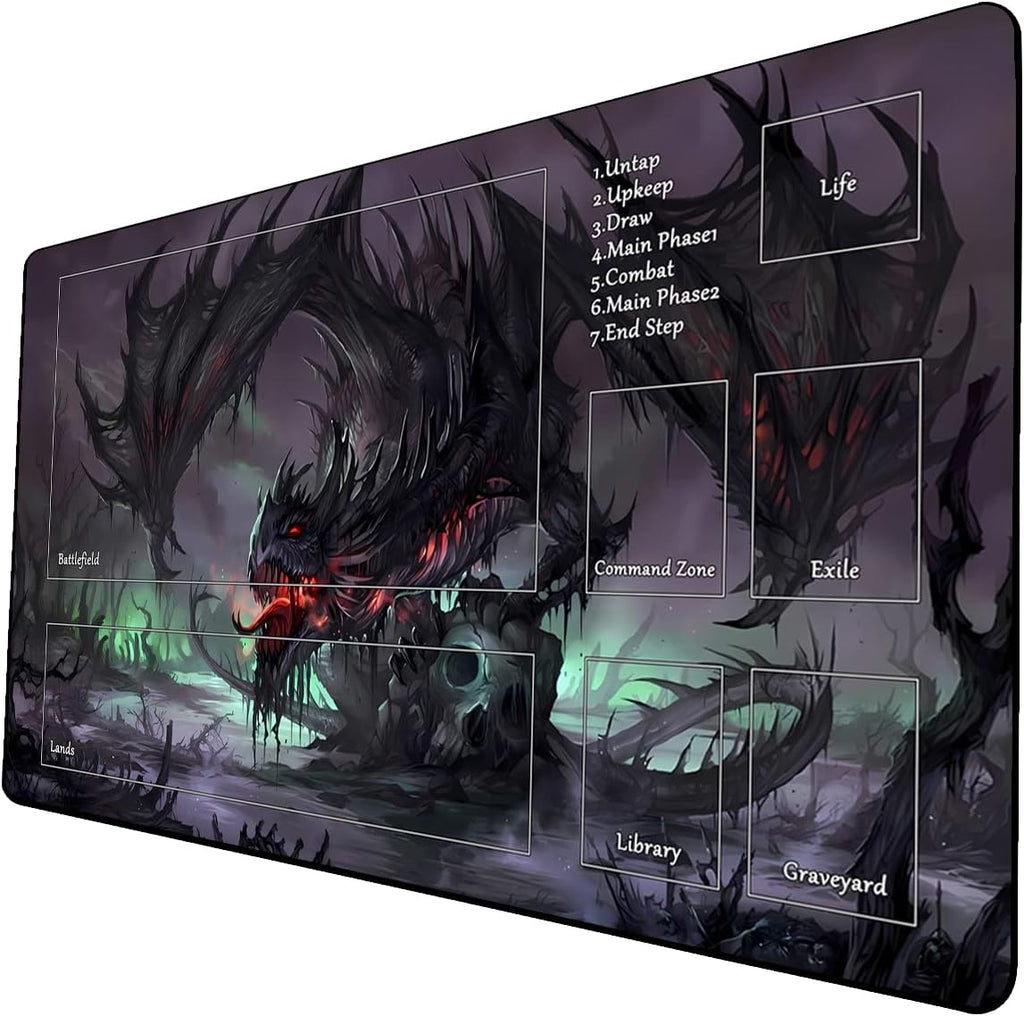 MTG Playmat, Game Play Mat for MTG TCG 24 X 14 Inches Trading Card Inked Game Playmats with Storage Bag Smooth Rubber Surface Battle Game
