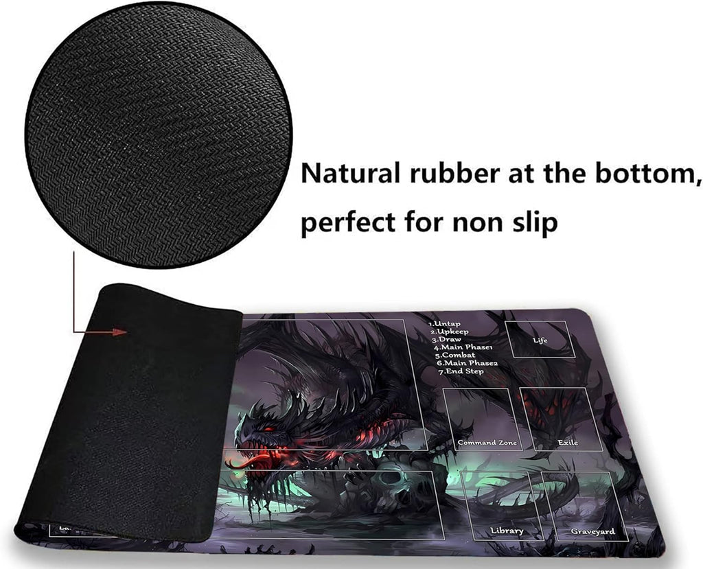 MTG Playmat, Game Play Mat for MTG TCG 24 X 14 Inches Trading Card Inked Game Playmats with Storage Bag Smooth Rubber Surface Battle Game