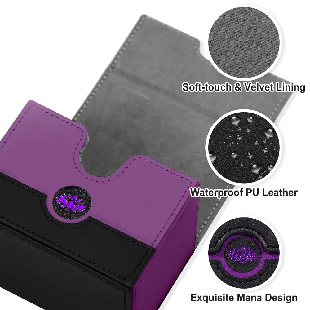 BP MTG Card Deck Box for Trading Cards,Sideload Commander Deck Box Fits 120+ Sleeved Cards,Pu Leather Card Storage Box for Magic