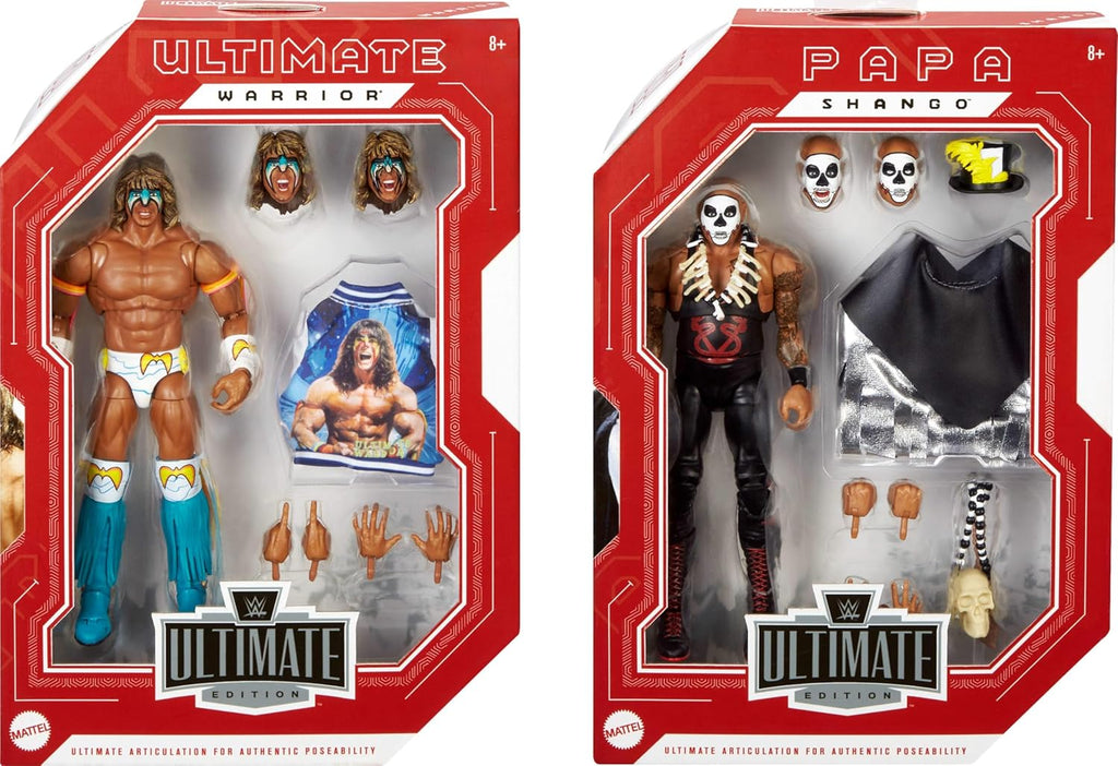 WWE Ultimate Edition Action Figure 2-Pack, Greatest Grudges '92 Collectible Set with Ultimate Warrior & Papa Shango 6-Inch Superstars & Accessories