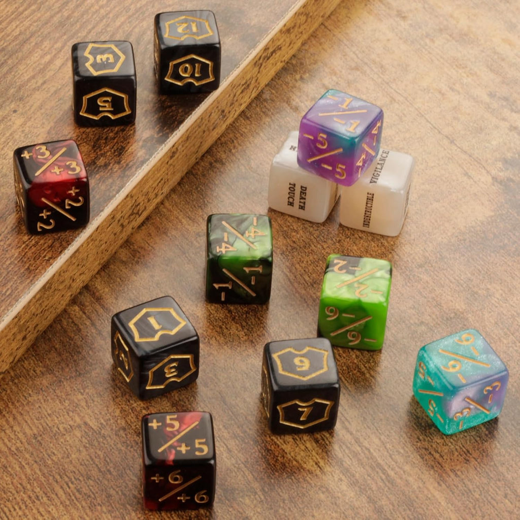 60 PCS MTG Dice Counters Keyword Counters Life Counter 1/+1 Counters Commander Buff Tokens 6 Sided Dice Set for MTG, TCG, Card Games Accessories