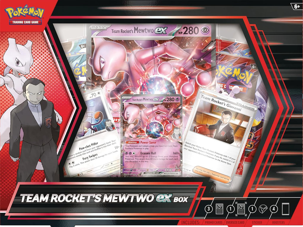 Pokemon TCG: Team Rocket’S Mewtwo Ex Box - 4 Packs, Promos