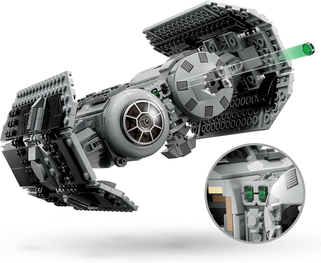 LEGO Star Wars TIE Bomber Model Building Kit, Star Wars Toy Starfighter with Gonk Droid Figure, Darth Vader Minifigure and Lightsaber, Collectible Star Wars Gift for 9 Year Olds, 75347