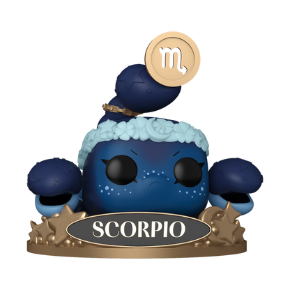 Funko Pop! figurine of Scorpio with zodiac symbol on a white background