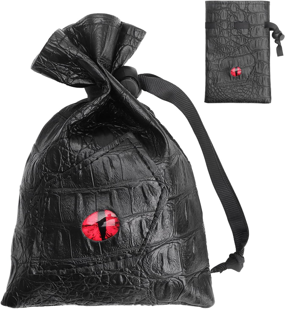 Drawstring Bag PU Leather Dice Pouch Perfect for RPG, D&D, Game