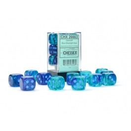 Chessex Gemini Blue-Blue/Light Blue 16MM D6 Dice Block.