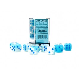 Chessex Gemini Pearl Turquoise-White/Blue Luminary 16MM D6 Dice Block.