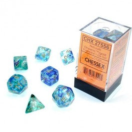 Chessex Nebula Oceanic Gold Luminary 7 Die Set.