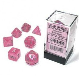 Chessex Borealis Polyhedral Pink/silver Luminary 7-Die Set.